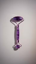 Amethyst facial roller with iridescent handle