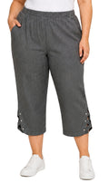 Women's Lightweight Capri Pants with Studded Hem Detail