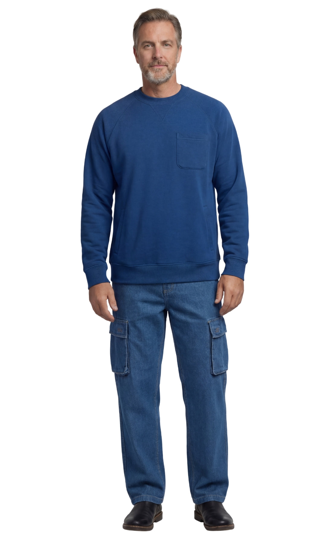 Men's 3-Pocket Fleece Sweatshirt with Raglan Seams