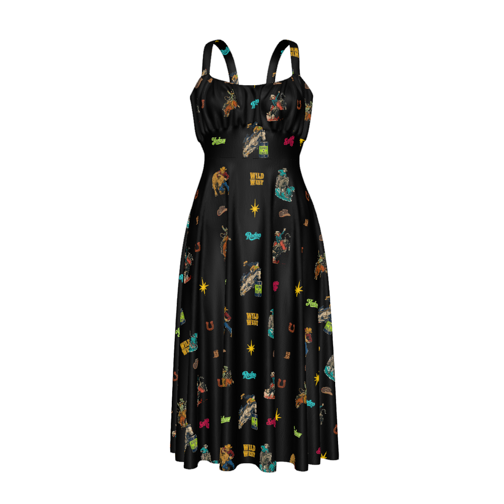 Baha Ranch The Last Roundup Country Western Prairie Dress in black