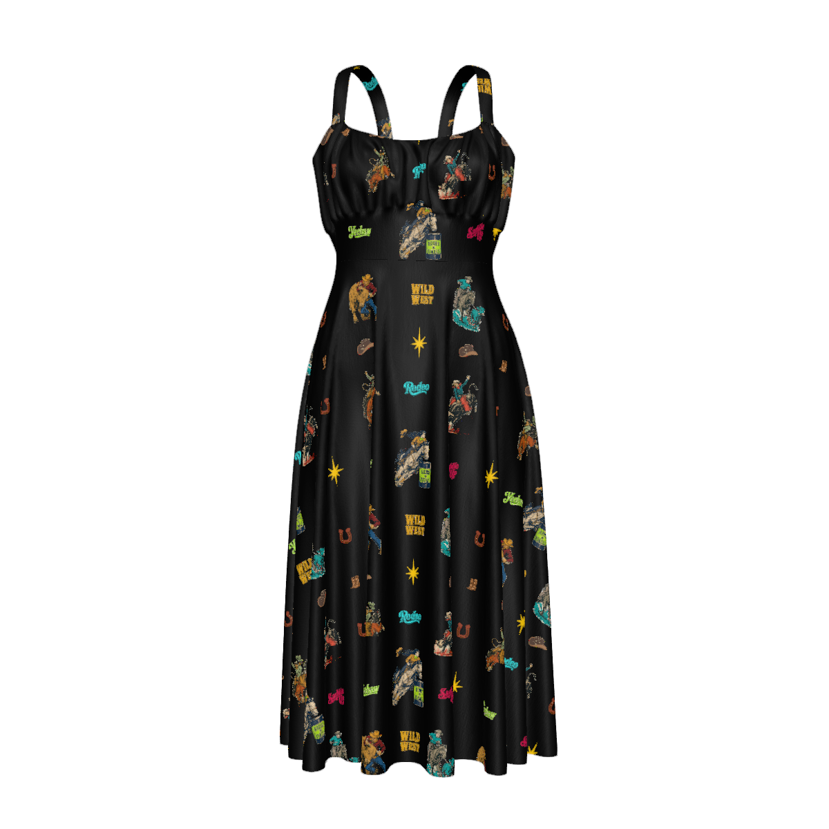 Baha Ranch The Last Roundup Country Western Prairie Dress in black