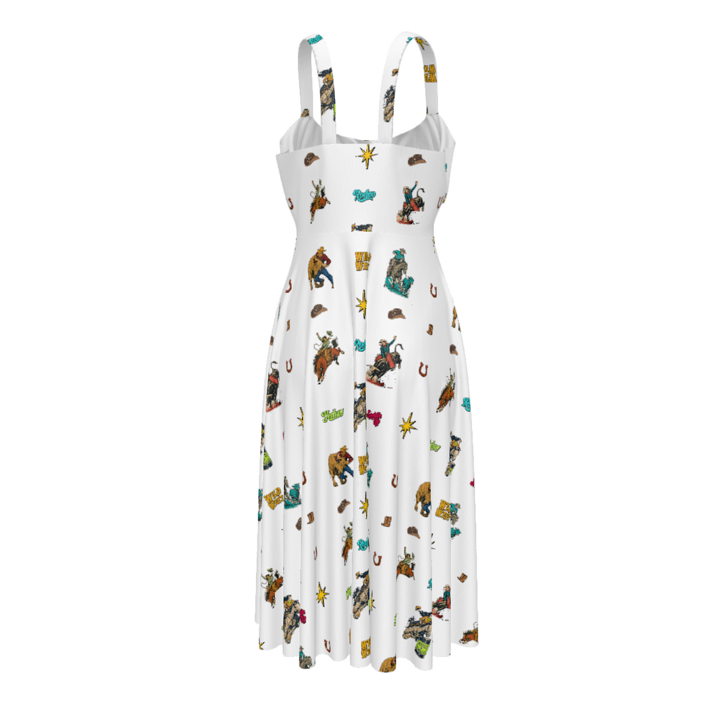 Baha Ranch The Last Roundup Western Rodeo Prairie Dress in White