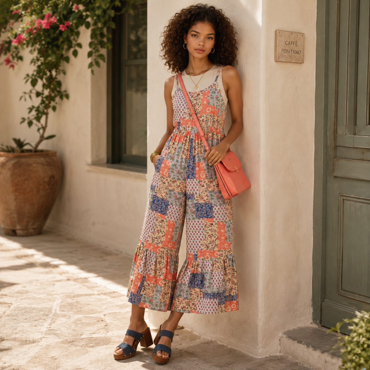 Serenity Patchwork Jumpsuit with Side Pockets