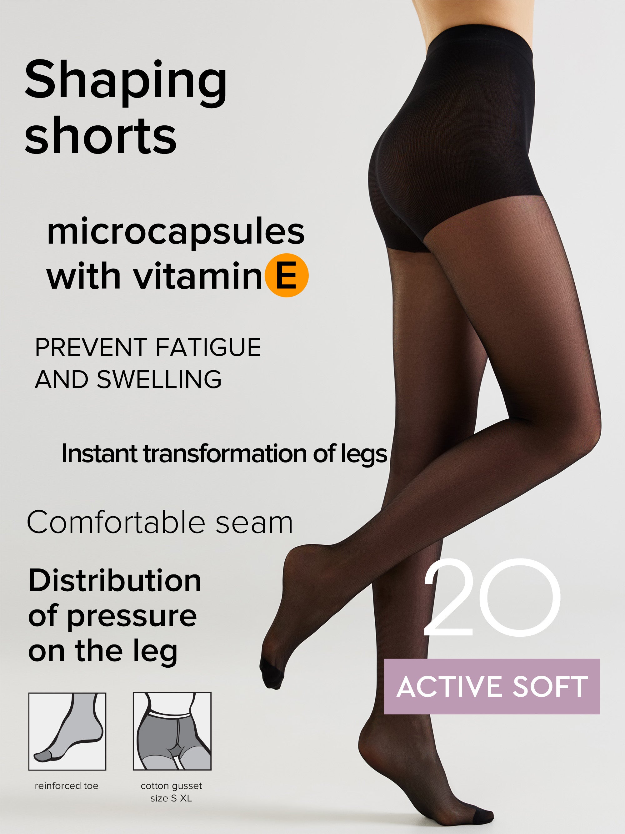 Tights Conte Active Soft 20 Den - Shaping Support with Vitamin E