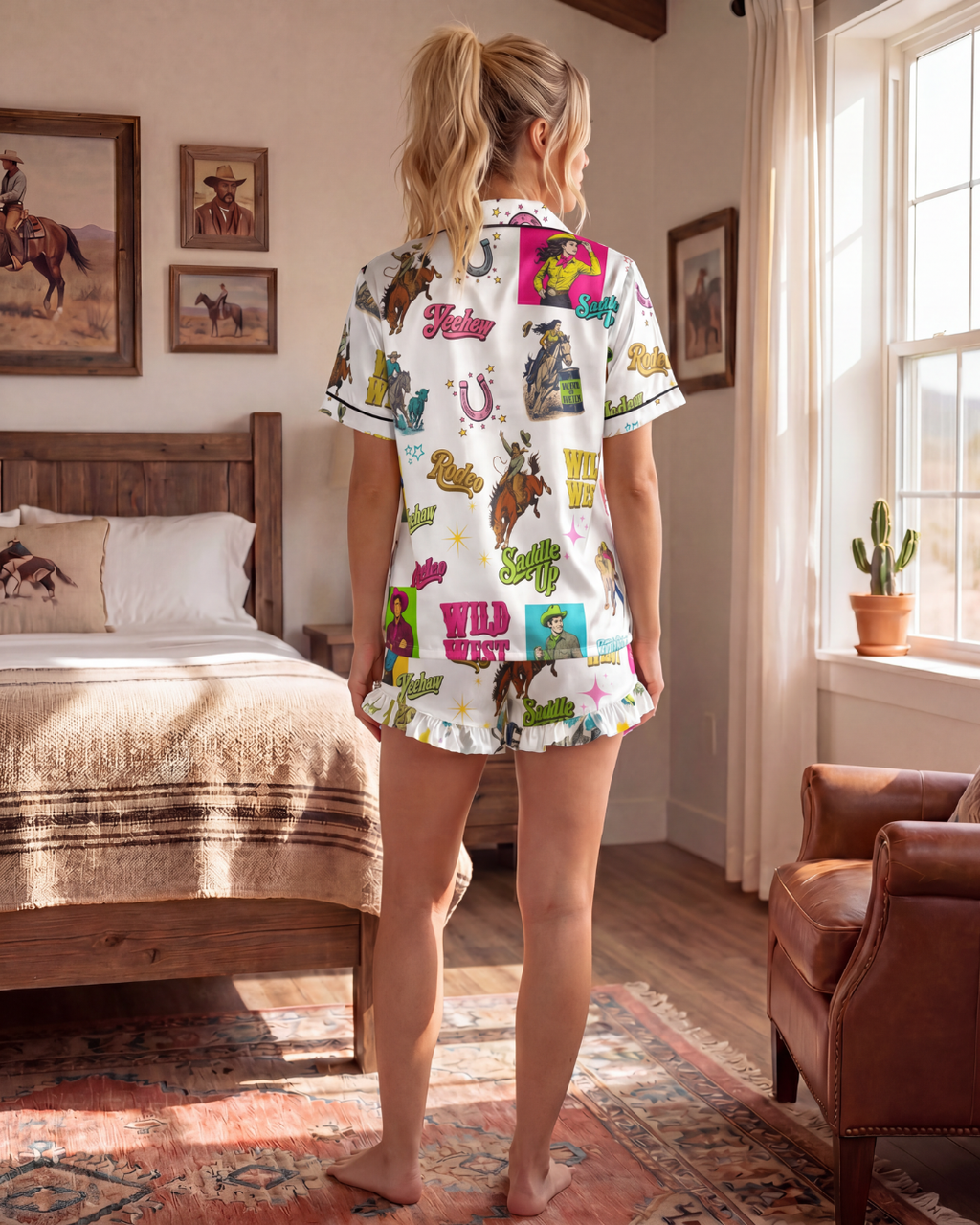 Baha Ranch The Last Roundup Western Rodeo Satin Pajama Set