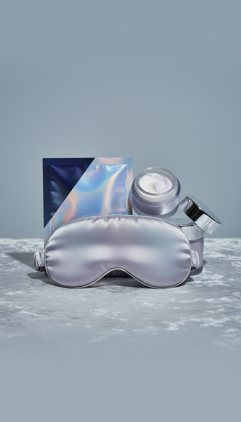 Moonstone silk sleep mask with gemstone accents