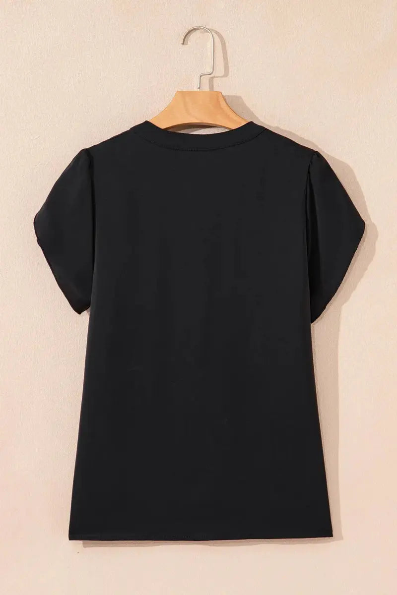 Women's Short Sleeve Blouse Blouse - Notched Short Sleeve - Women's Everyday Top